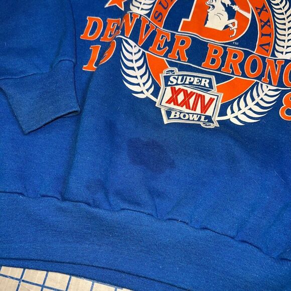 Denver Broncos 1989 AFC Champion Super Bowl XXIV Sweatshirt Logo 7 Size XL - Picture 5 of 8